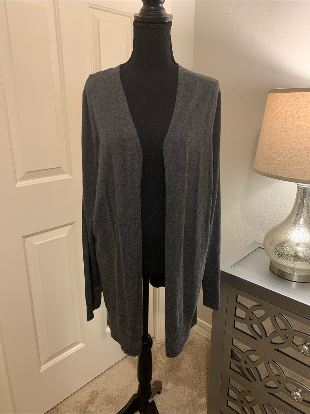 Amazon Essentials Charcoal Gray Open-Front Cardigan - XL